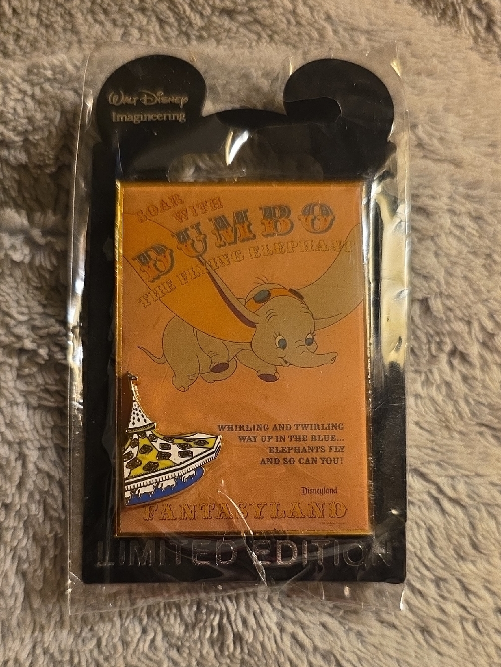 Limited Edition Vintage Disney Dumbo Fantasyland Collectible Pin - Orange Yellow
